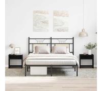 HETFTJN Set di 2 comodini in rovere nero, 40 x 30 x 40 cm, con 2 scomparti, robusto materiale in legno e look industriale, per camera da letto, soggiorno, ufficio
