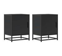 HETFTJN Set di 2 Comodini Neri 40x31x50 cm in Truciolato e Metallo | Ideali per la camera da letto, questi 2 tavolini offrono uno spazio chiuso con anta e un robusto piano di appoggio.