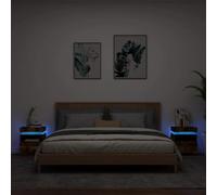 HETFTJN Set di 2 comodini per affumicatura, 40 x 39 x 48,5 cm, con illuminazione a LED RGB, per camera da letto, moderna, con spazio di archiviazione, piccolo e sottile per bedroom, soggiorno