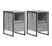 HETFTJN Set di 2 comodini Sonoma grigio 39,5 x 30 x 50 cm in legno con 2 cassetti, aspetto industriale, robusto e durevole, design moderno per camera da letto e camera degli ospiti