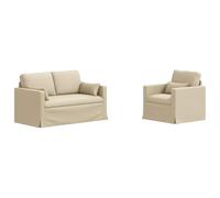 HETFTJN Set di 2 divani in crema con gambe in plastica nera ergonomica, camera da letto, soggiorno, mini divano, 139 x 78 x 80 cm, 78 x 78 x 80 cm, struttura robusta per Living Room