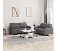 HETFTJN Set di 2 divani in similpelle grigia con 2 posti per panca ad angolo, 138/158 x 77 x 80 cm, moderna, con cuscino, struttura robusta per Living Room, balcone, camera dei ragazzi