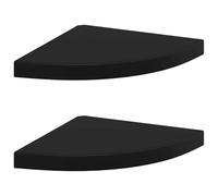 HETFTJN Set di 2 mensole angolari da parete, in MDF, con fissaggio invisibile, per libri, oggetti da collezione e decorazioni, colore: nero, 35 x 35 x 3,8 cm