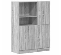 HETFTJN Set di 2 mobili da cucina grigio Sonoma, armadio da cucina con scomparti aperti e ante, armadio multiuso in legno per cucina e sala da pranzo, 95 x 41,5 x 131,5 cm