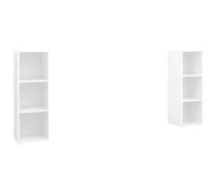 HETFTJN Set di 2 Mobili TV Bianchi 107x35x37 cm in Legno Multistrato | Supporto TV versatile per soggiorno posizionabile in orizzontale o verticale con tre scomparti a giorno.