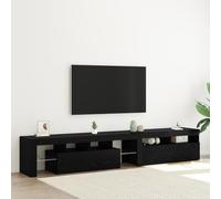 HETFTJN Set di 2 Mobili TV con Luci LED, Supporto per Televisore Rovere Nero Legno Ingegnerizzato, Dimensioni 90x35x40 cm, per Soggiorno Moderno Funzionale