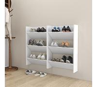 HETFTJN Set di 2 Scarpiere a Parete Bianche Legno Multistrato 60x18x90 cm Portascarpe Salvaspazio con 3 Ripiani Ribaltabili per Ingresso Casa Organizzatore Scarpe