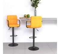 HETFTJN Set di 2 sgabelli da bar, colore giallo senape, regolabili in altezza, 90-111 cm, con funzione girevole a 360° e poggiapiedi, rivestimento in tessuto e acciaio verniciato a polvere, robusti e