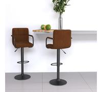 HETFTJN Set di 2 sgabelli da bar in velluto marrone regolabile in altezza 90-111 cm, con rotazione a 360° e braccioli, robusto telaio in acciaio, comodo sgabello da cucina per tavolo da pranzo, casa