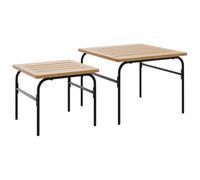 HETFTJN Set di 2 tavoli da giardino per esterni, marrone/nero, 55,5 x 55,5 cm e 41,5 x 41,5 cm, in acciaio verniciato a polvere, tavolino impilabile, resistente alle intemperie, per balcone, terrazza