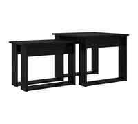 HETFTJN Set di 2 Tavolini da Caffè Sovrapponibili Rovere Nero 50x52x42 cm