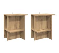 HETFTJN Set di 2 Tavolini da Salotto Rovere Artigianale 40x30x49 cm