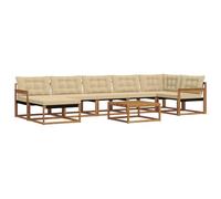 HETFTJN Set di 22 divani da esterno in legno di acacia massiccio, set di mobili da giardino modulare con tavolo lounge e cuscini, set lounge per terrazza e giardino, naturale e beige