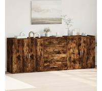 HETFTJN Set di 3 Credenze in Legno Multistrato Rovere Fumo per Soggiorno Cucina e Ingresso, Design Moderno con Ampio Spazio Salvaspazio e Funzione Multiuso