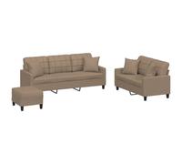 HETFTJN Set di 3 divani in ecopelle marrone cappuccino 138/198 cm, design moderno con grande poggiapiedi, comodo mini divano per soggiorno, camera dei ragazzi e ufficio