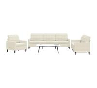 HETFTJN Set di 3 divani in velluto crema, 226 cm, divano ad angolo con poltrona e 2 posti, per soggiorno, divano letto con spazio e schiuma spessa, design moderno, salvaspazio, per piccoli spazi