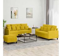 HETFTJN Set di 3 divani in velluto giallo con sgabello, moderno, per soggiorno, camera dei ragazzi e balcone, 138 x 77 x 80 cm, divano a due posti con cuscino
