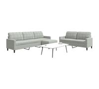 HETFTJN Set di 3 divani in velluto grigio chiaro con sgabello, moderno paesaggio ad angolo & divano a 2/3 posti, confortevole area salotto per soggiorno, camera da letto, piccolo appartamento loft 157