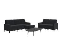HETFTJN Set di 3 divani in velluto nero, 137/197 x 77 x 80 cm, design moderno con base in metallo, comodo divano lounge con sgabello per Living Room, camera da letto, ufficio