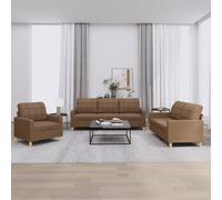 HETFTJN Set di 3 divani marrone con 1 posto, divano a 3 posti, design moderno, in tessuto resistente e struttura in metallo, comodo divano per soggiorno, camera degli ospiti, ufficio