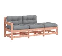 HETFTJN Set di 3 lounge da giardino Douglasie 62 x 62 x 70 cm con cuscino grigio Oxford modulare per balcone, terrazza, giardino, design moderno in legno, robusto e salvaspazio, per piccoli sedili