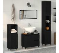 HETFTJN Set di 3 mobili da bagno in rovere nero, 30 x 30 x 190 cm, con mobiletto per lavabo, credenza salvaspazio moderna, mobili da bagno per piccoli bagni, corridoi e ospiti