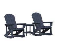 HETFTJN Set di 3 mobili da giardino in HDPE, resistente alle intemperie, con 2 sedie a dondolo e tavolo da giardino, 73,5 x 92 x 92 cm, salvaspazio per piccoli balconi e terrazze