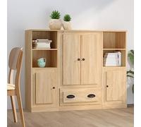 HETFTJN Set di 3 tavole alte Sonoma rovere 132 x 35,5 x 103,5 cm, in robusto materiale di legno, con ampio spazio di archiviazione, design moderno e senza tempo per soggiorno, corridoio e cucina