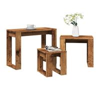 HETFTJN Set di 3 tavolini da caffè in legno vecchio 61/43/25 cm, design moderno, robusto e salvaspazio, per soggiorno, balcone, camera da letto