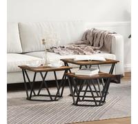 HETFTJN Set di 3 Tavolini in Legno Ingegnerizzato Rovere Fumé, Tavolino da Caffè Moderno per Soggiorno con Design Modulare e Ampio Spazio di Stoccaggio, Dimensioni 40x40x32 cm