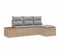 HETFTJN Set di 4 divani da giardino con cuscini, modulari, in polyrattan, con pratica funzione di stoccaggio, per terrazza e balcone, beige e grigio chiaro, 239 x 117 x 85 cm