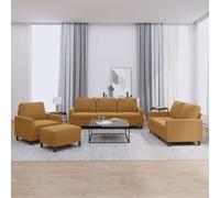 HETFTJN Set di 4 divani in velluto marrone, 78 x 77 x 80 cm, poltrona a due e tre posti, con sgabello dal design moderno, struttura in metallo, comoda imbottitura per soggiorno, camera degli ospiti