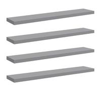 HETFTJN Set di 4 Mensole da Parete Grigie 120x23,5 cm in MDF e Metallo | Organizza libri e decorazioni in soggiorno o studio con supporto invisibile e portata fino a 10 kg per ciascun elemento.