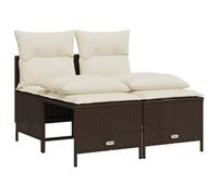 HETFTJN Set di 4 mobili da giardino in polyrattan, colore marrone, con cuscino di seduta, 52 x 48 x 61 cm, salvaspazio, per piccoli balconi, terrazzi, salotti, per esterni, design moderno, per