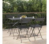 HETFTJN Set di 4 sedie da bistrot pieghevoli, colore nero, 40 x 45 x 79 cm, in rattan sintetico e telaio in acciaio, design moderno e salvaspazio, per giardino, terrazza, balcone e campeggio