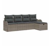 HETFTJN Set di 5 divani da giardino grigio polyrattan con spazio di archiviazione, design moderno, struttura robusta per balcone, terrazza, giardino