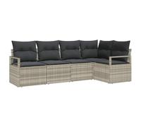 HETFTJN Set di 5 divani modulari in polyrattan, con cuscino, design moderno, materiale robusto per giardino, terrazza, balcone, esterno, per piccoli balconi