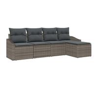 HETFTJN Set di 5 mobili da balcone in polyrattan grigio con tavolo regolabile in altezza e spazio di archiviazione, design moderno, robusto e durevole, per balcone, giardino e terrazza