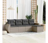 HETFTJN Set di 5 mobili da giardino in polyrattan con cuscini in antracite, 55 x 62 x 69 cm, per balcone, terrazza, giardino o piccole superfici del soggiorno