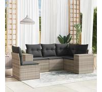 HETFTJN Set di 5 mobili da giardino in rattan PE piccolo, divano ad angolo, divano centrale con braccioli, 62 x 62 x 69 cm, grigio B, per esterni, per balcone, terrazza, giardino