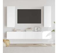 HETFTJN Set di 5 mobili per TV, in legno bianco, 80 x 30 x 30 cm, con ampio spazio e montaggio a parete, per soggiorno, TV Board