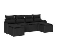 HETFTJN Set di 6 divani da giardino in rattan sintetico, modulare con cuscini resistenti ai raggi UV, design moderno e robustezza per patio, giardini, balconi e terrazze