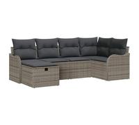 HETFTJN Set di 6 divani da giardino, in rattan sintetico, modulare, con spazio per esterni, per terrazze, balconi, piccoli giardini, design moderno, robusto e durevole, per la primavera e l'estate