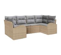 HETFTJN Set di 6 divani da giardino in rattan sintetico, modulare, per esterni, balcone, terrazza, con cuscino, design moderno, robusto e durevole, per la primavera e l'estate