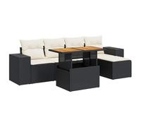 HETFTJN Set di 6 divani da giardino in rattan sintetico, nero, con tavolo da pranzo regolabile e spazio di archiviazione, moderno, resistente alle intemperie, per piccoli balconi, terrazze e giardini