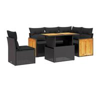 HETFTJN Set di 6 divani da giardino in rattan UV-PE, altezza regolabile in altezza, 100 x 55 x 44/73 cm, resistente alle intemperie, salvaspazio, per balcone, terrazza, giardino d'inverno
