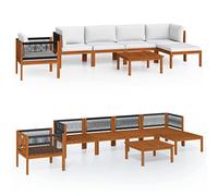 HETFTJN Set di 7 cuscini da giardino in legno di acacia, 63 x 63 cm, resistente alle intemperie, moderni, salvaspazio, per piccoli balconi, terrazze, giardini