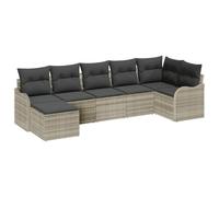 HETFTJN Set di 7 divani da giardino in polyrattan modulare, resistente alle intemperie, per balconi, terrazze e piccoli giardini, design moderno con cuscini resistenti ai raggi UV
