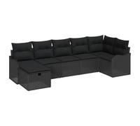 HETFTJN Set di 7 divani da giardino in rattan sintetico, modulare con cuscino, design moderno, robusto, resistente alle intemperie, per piccoli balconi, giardini, terrazze e salotti