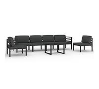 HETFTJN Set di 7 salone da giardino in alluminio, antracite, 60 x 60 cm, modulare, resistente alle intemperie, salvaspazio, per piccoli balconi, terrazze e giardini